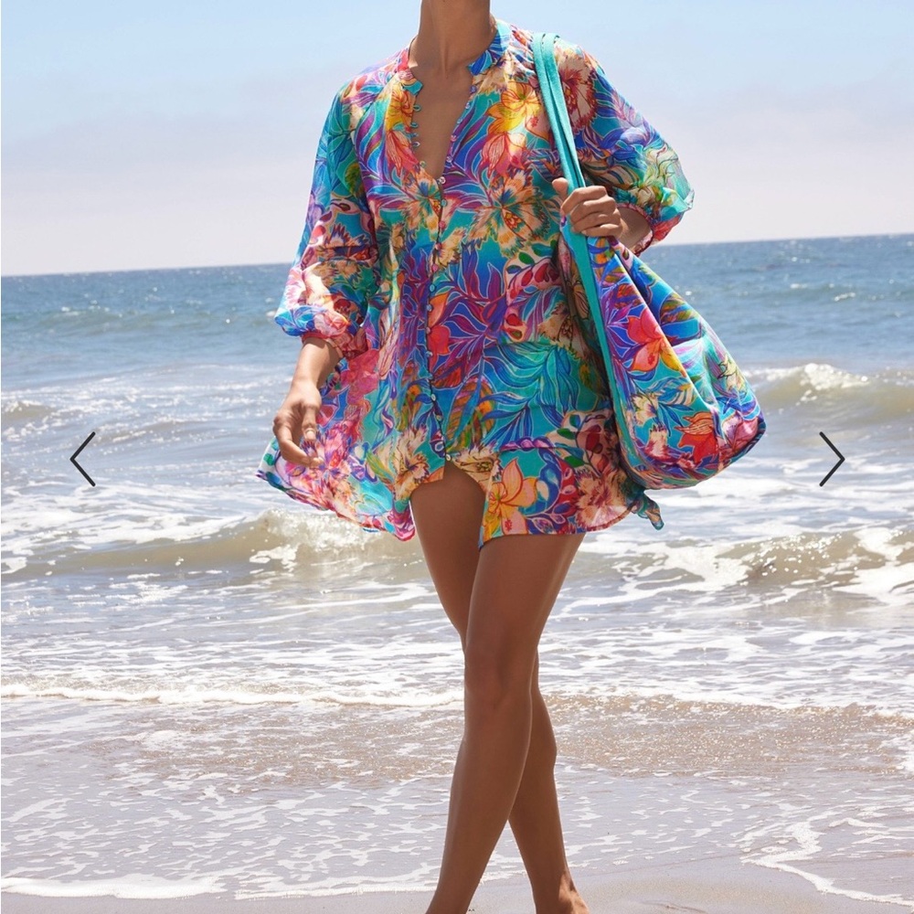 Johnny Was Multicolor Floral Swim Coverup - Picture 3 of 12